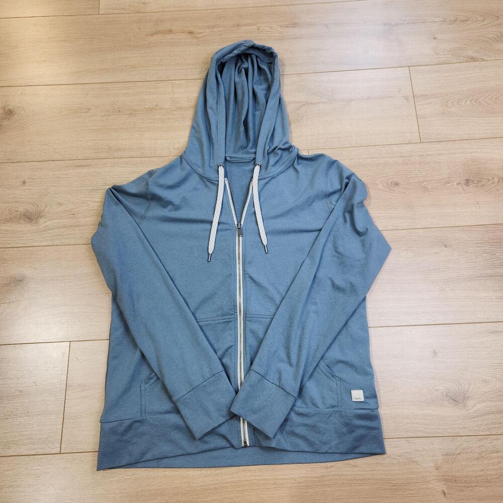 Vuori Halo Performance Hoodie 2.0 Womens Medium Blue Full Zip Stretch Athletic
